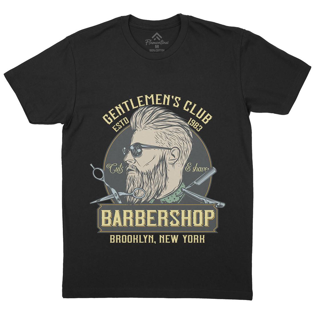 Gentlemens Club Mens Organic Crew Neck T-Shirt Barber D936