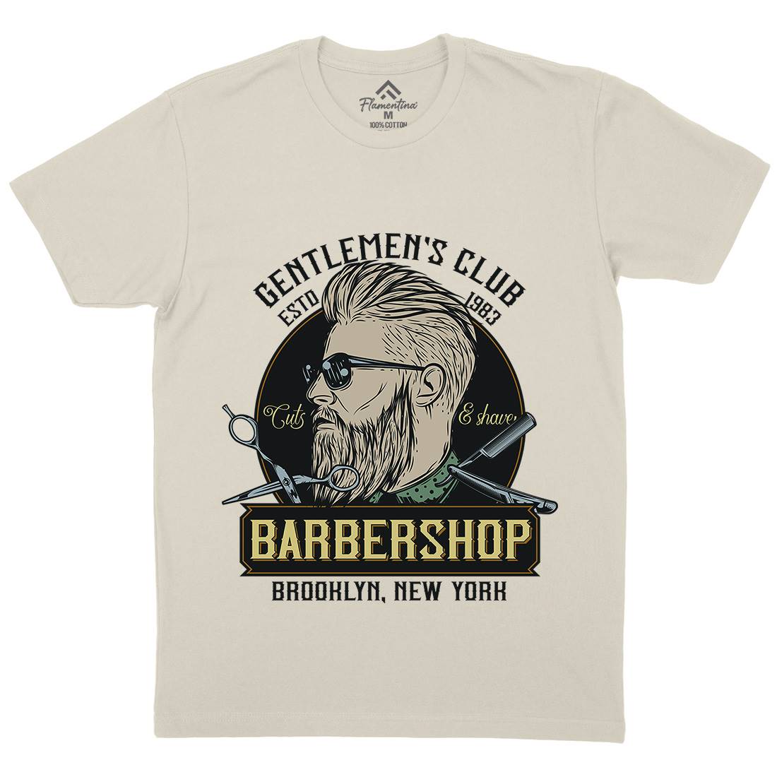 Gentlemens Club Mens Organic Crew Neck T-Shirt Barber D936