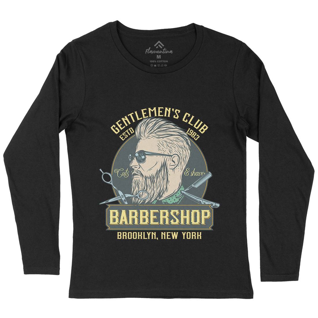 Gentlemens Club Womens Long Sleeve T-Shirt Barber D936