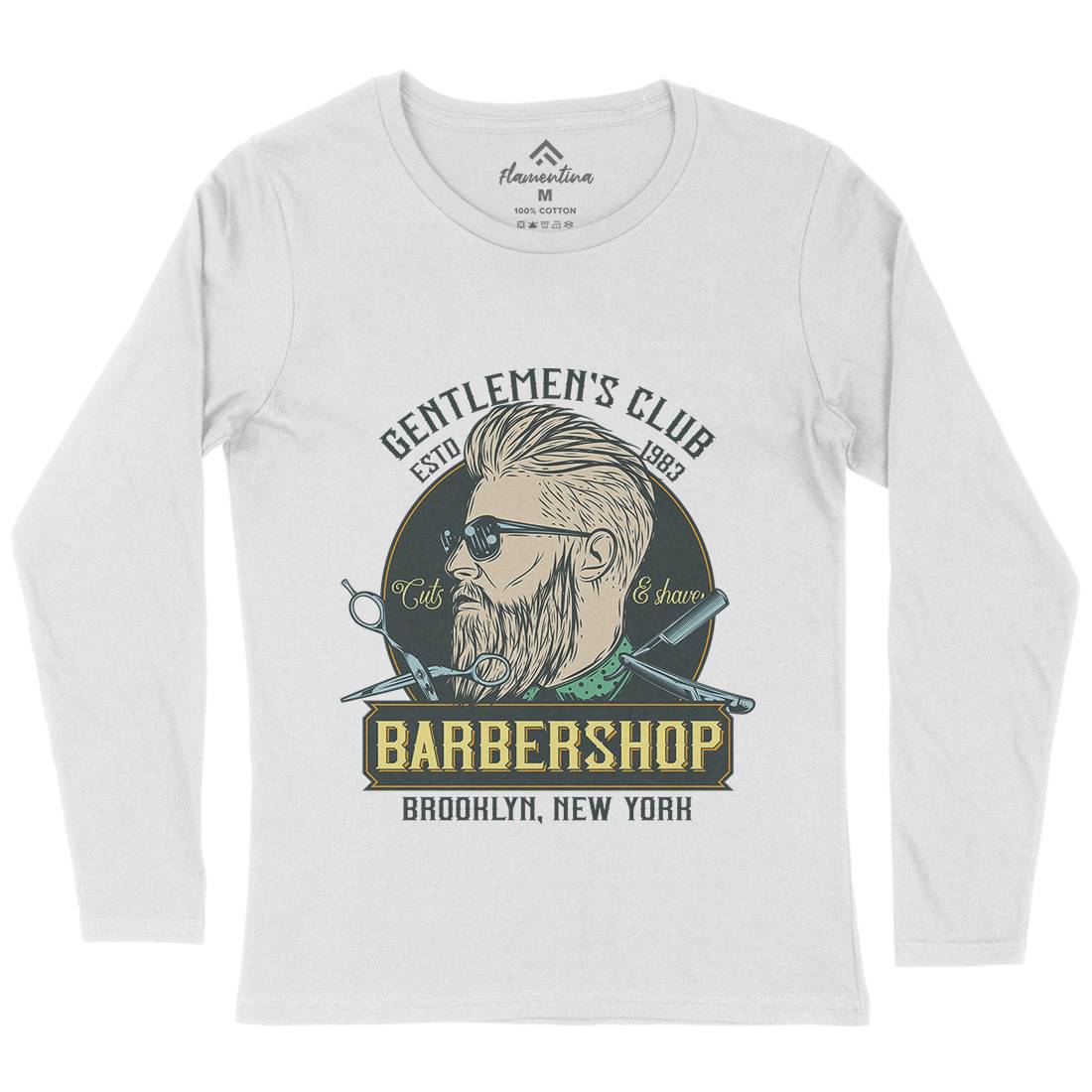 Gentlemens Club Womens Long Sleeve T-Shirt Barber D936