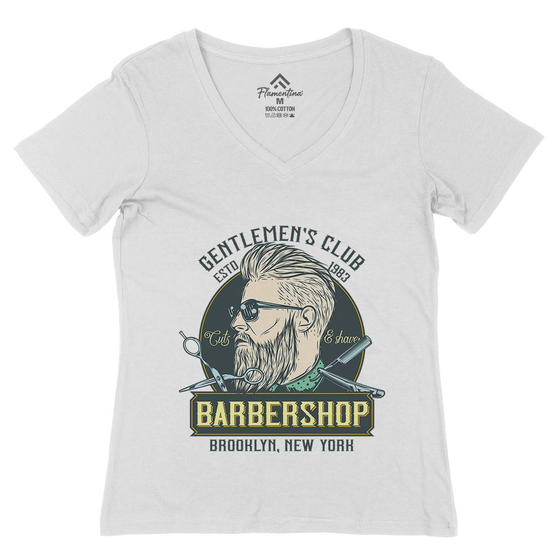 Gentlemens Club Womens Organic V-Neck T-Shirt Barber D936