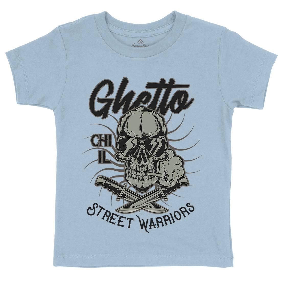 Ghetto Street Warriors Kids Crew Neck T-Shirt Retro D937