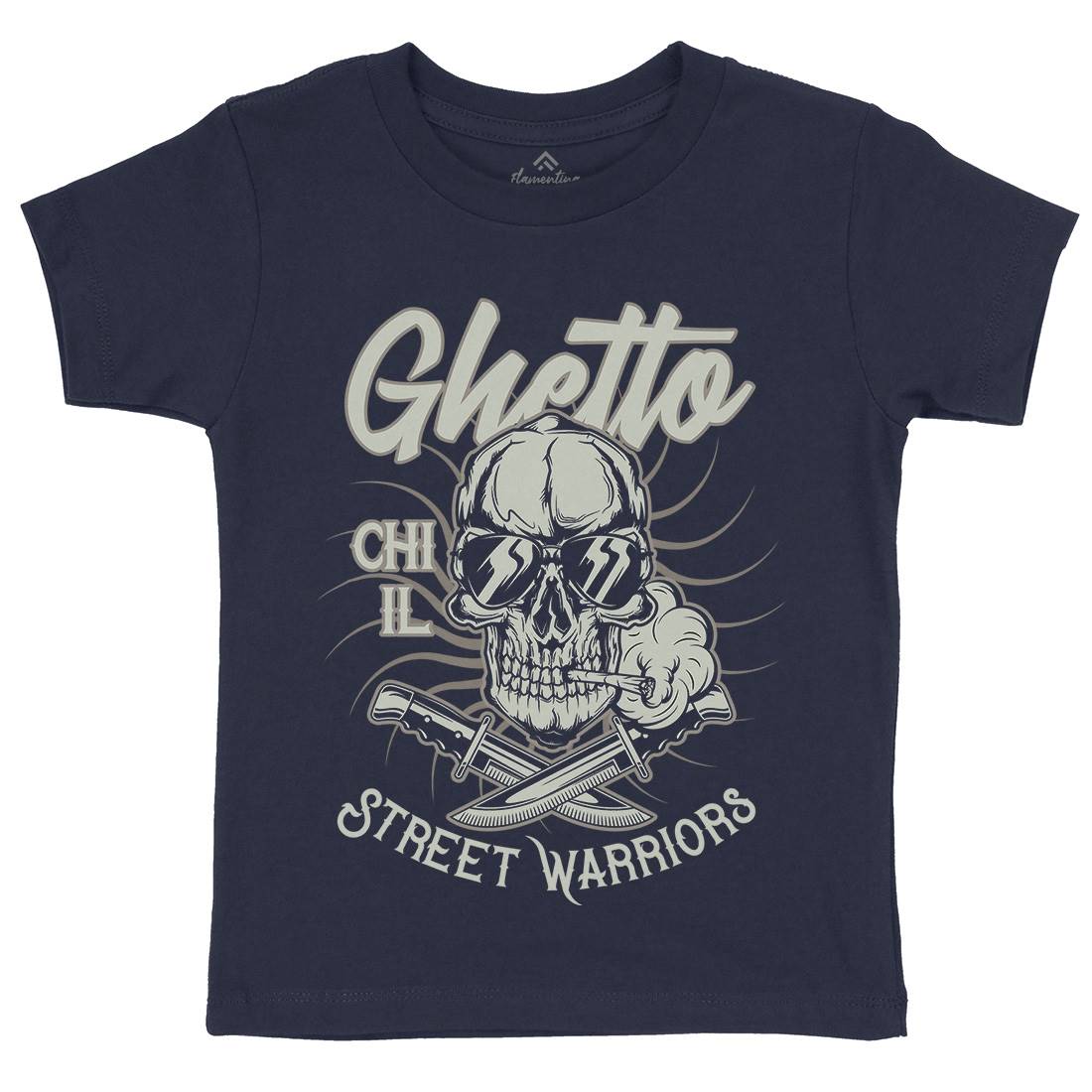 Ghetto Street Warriors Kids Organic Crew Neck T-Shirt Retro D937