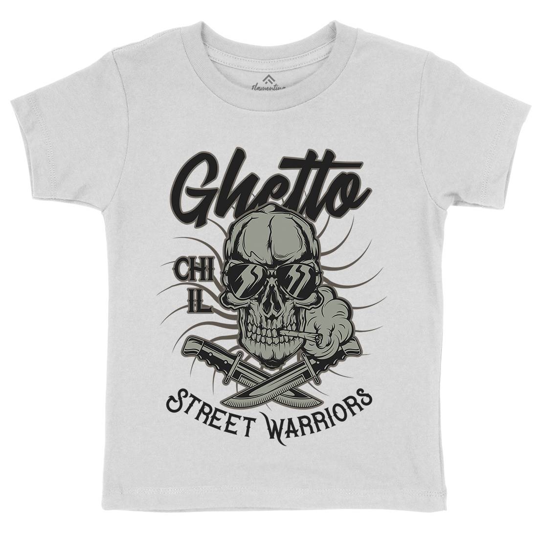 Ghetto Street Warriors Kids Organic Crew Neck T-Shirt Retro D937