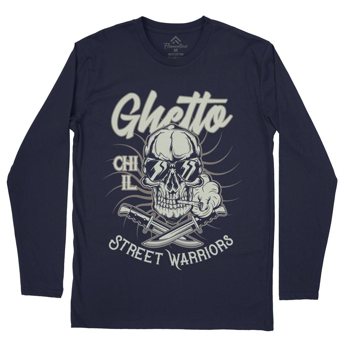 Ghetto Street Warriors Mens Long Sleeve T-Shirt Retro D937