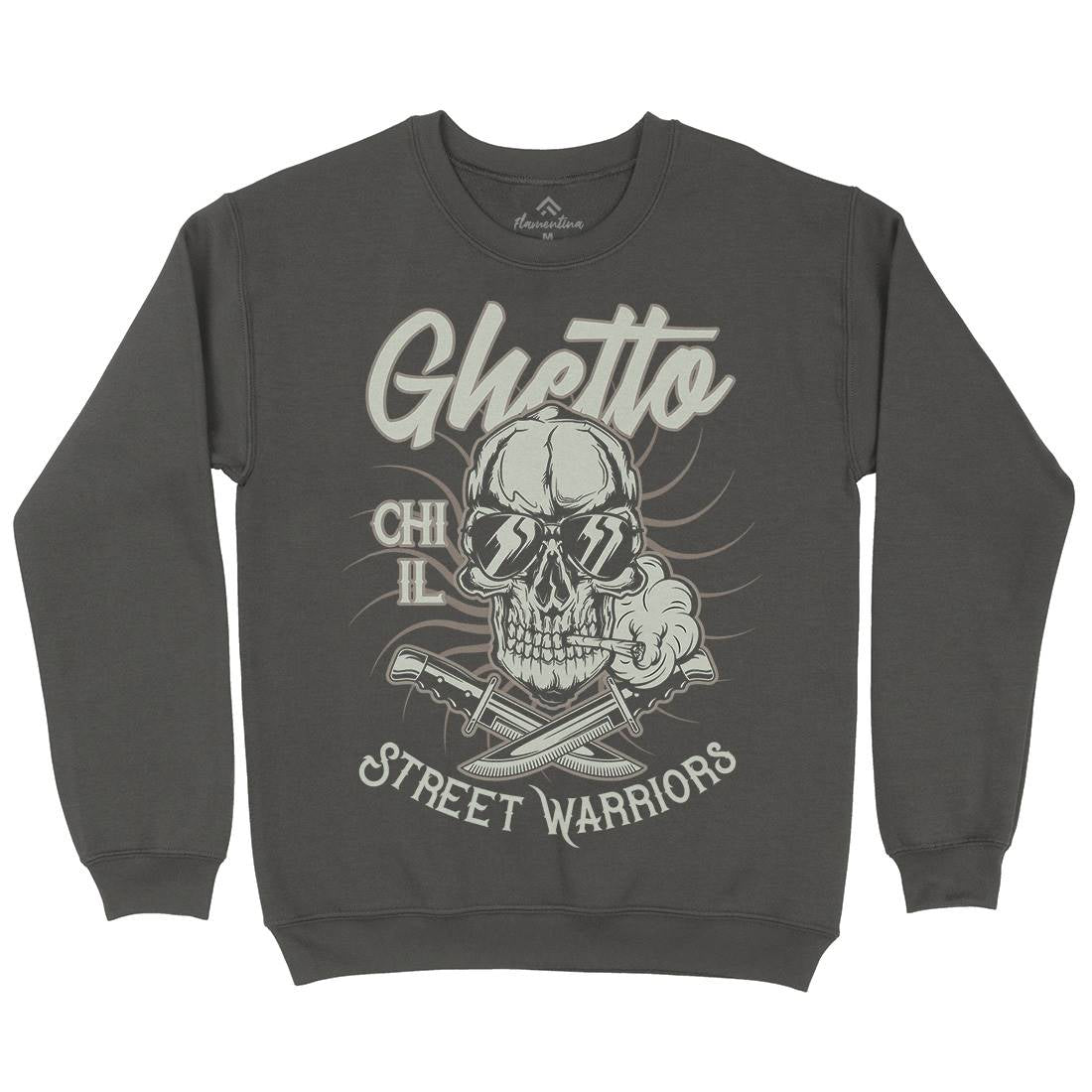 Ghetto Street Warriors Mens Crew Neck Sweatshirt Retro D937