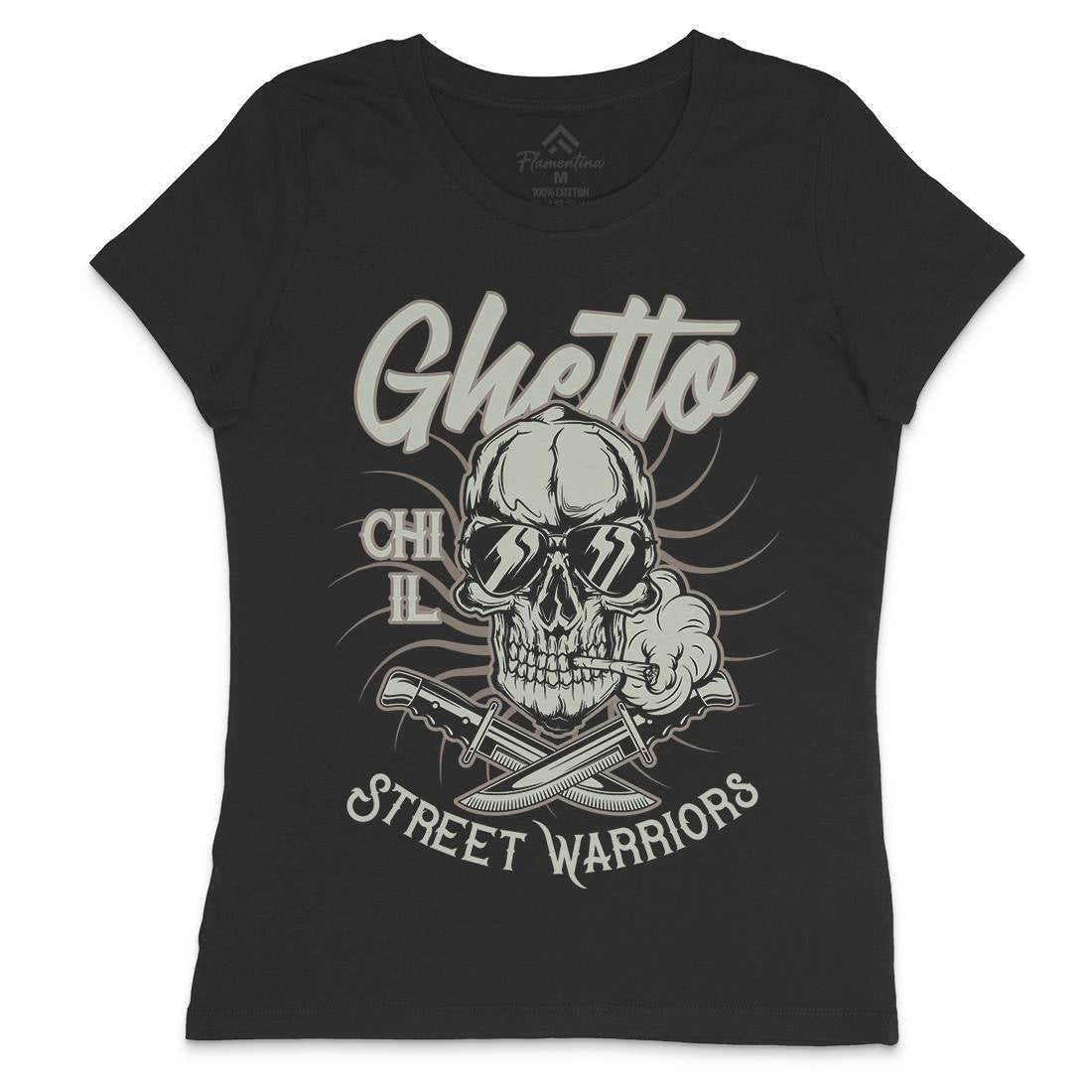 Ghetto Street Warriors Womens Crew Neck T-Shirt Retro D937