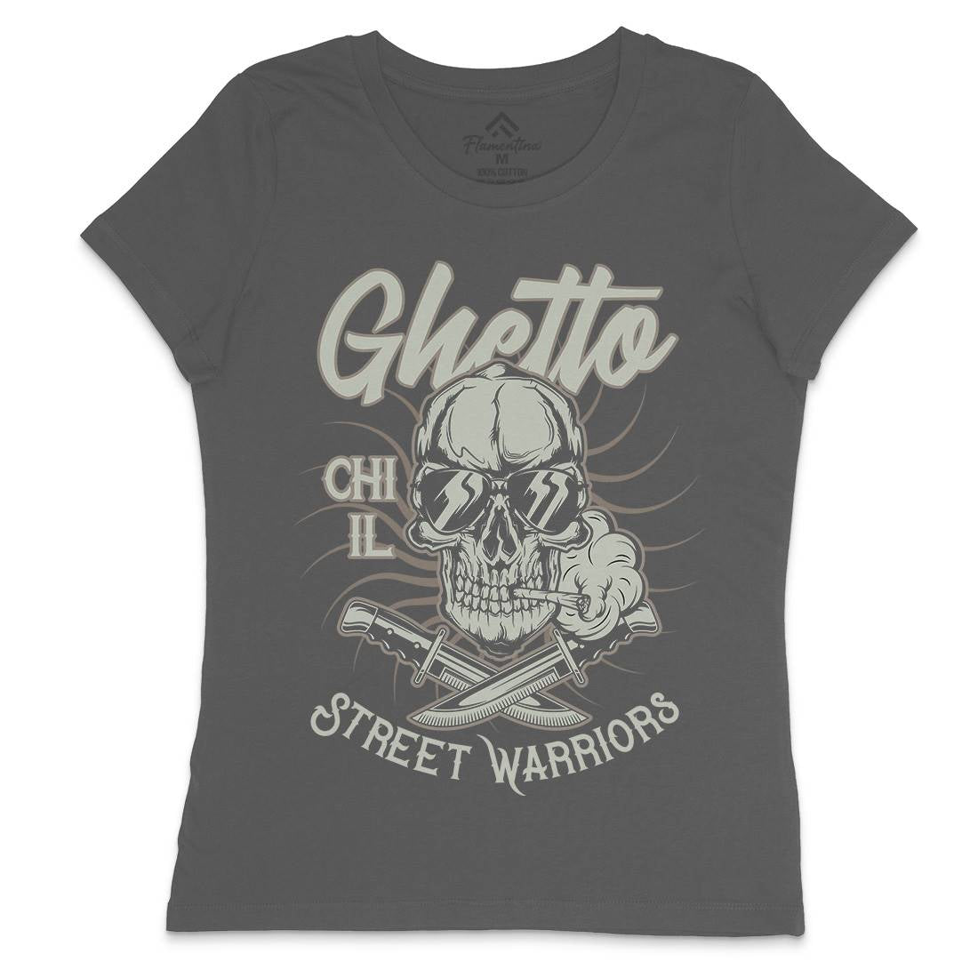 Ghetto Street Warriors Womens Crew Neck T-Shirt Retro D937