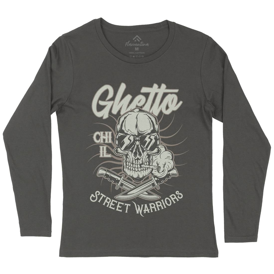 Ghetto Street Warriors Womens Long Sleeve T-Shirt Retro D937