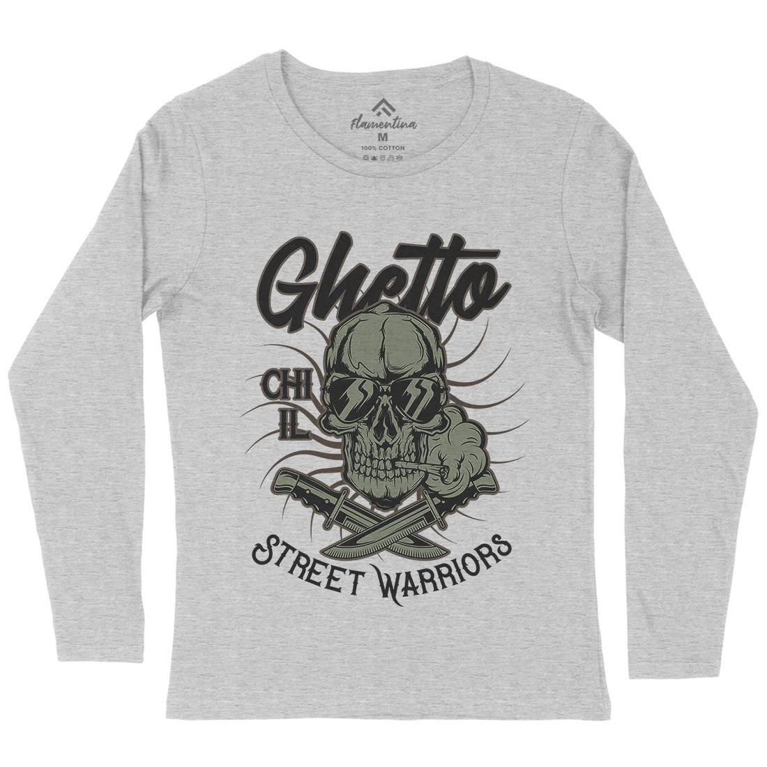Ghetto Street Warriors Womens Long Sleeve T-Shirt Retro D937