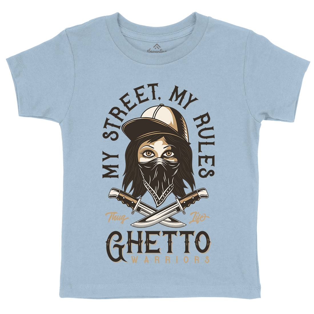 Ghetto Warriors Kids Organic Crew Neck T-Shirt Retro D938