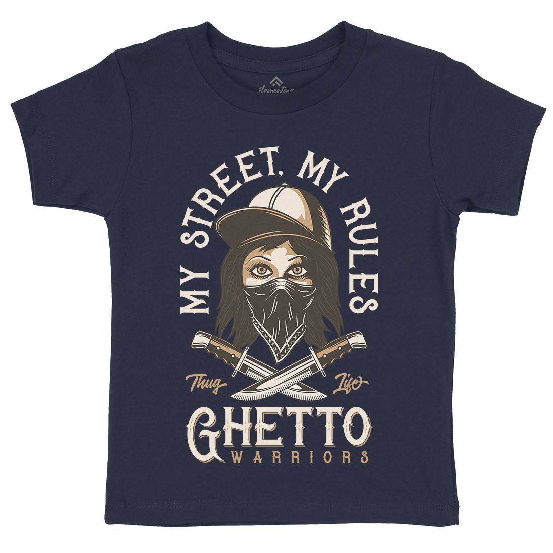 Ghetto Warriors Kids Crew Neck T-Shirt Retro D938