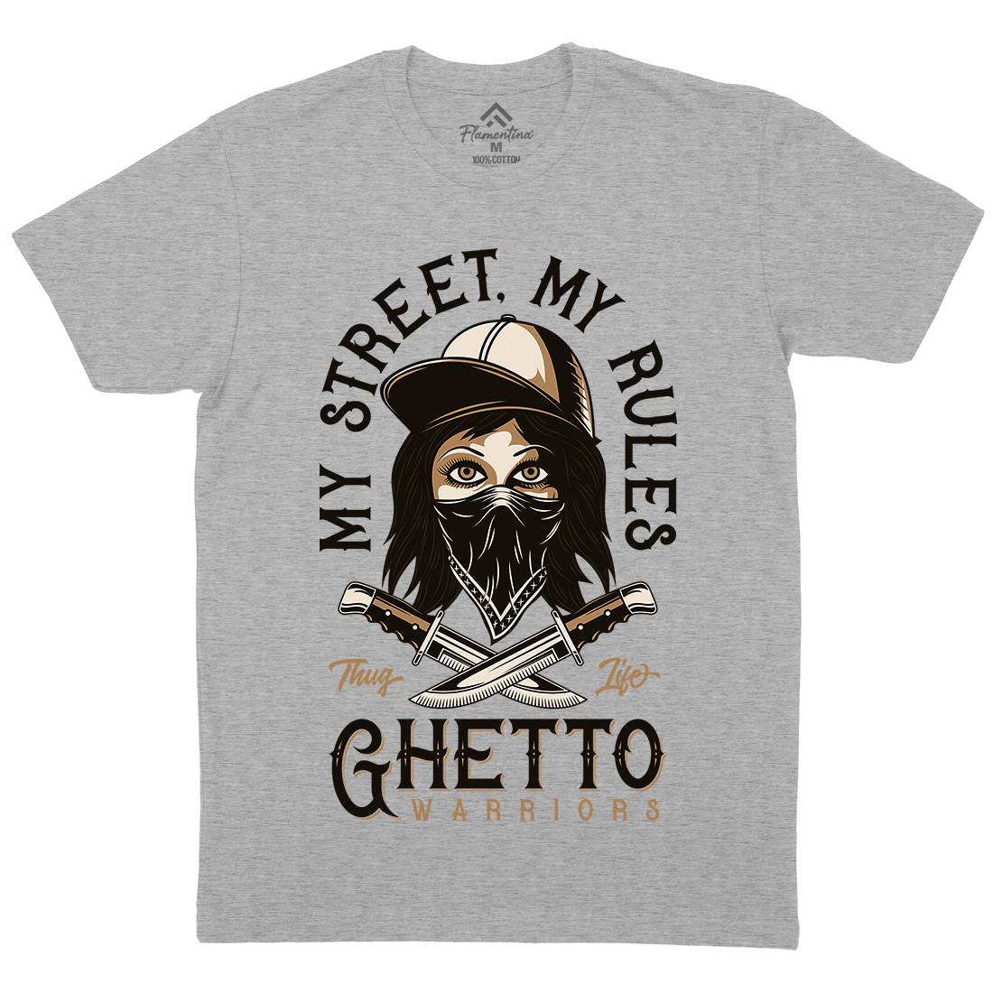 Ghetto Warriors Mens Crew Neck T-Shirt Retro D938