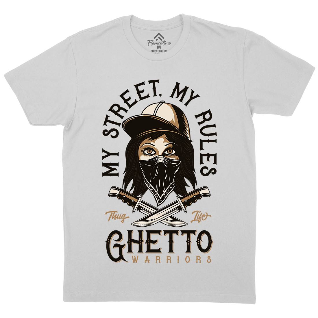 Ghetto Warriors Mens Crew Neck T-Shirt Retro D938