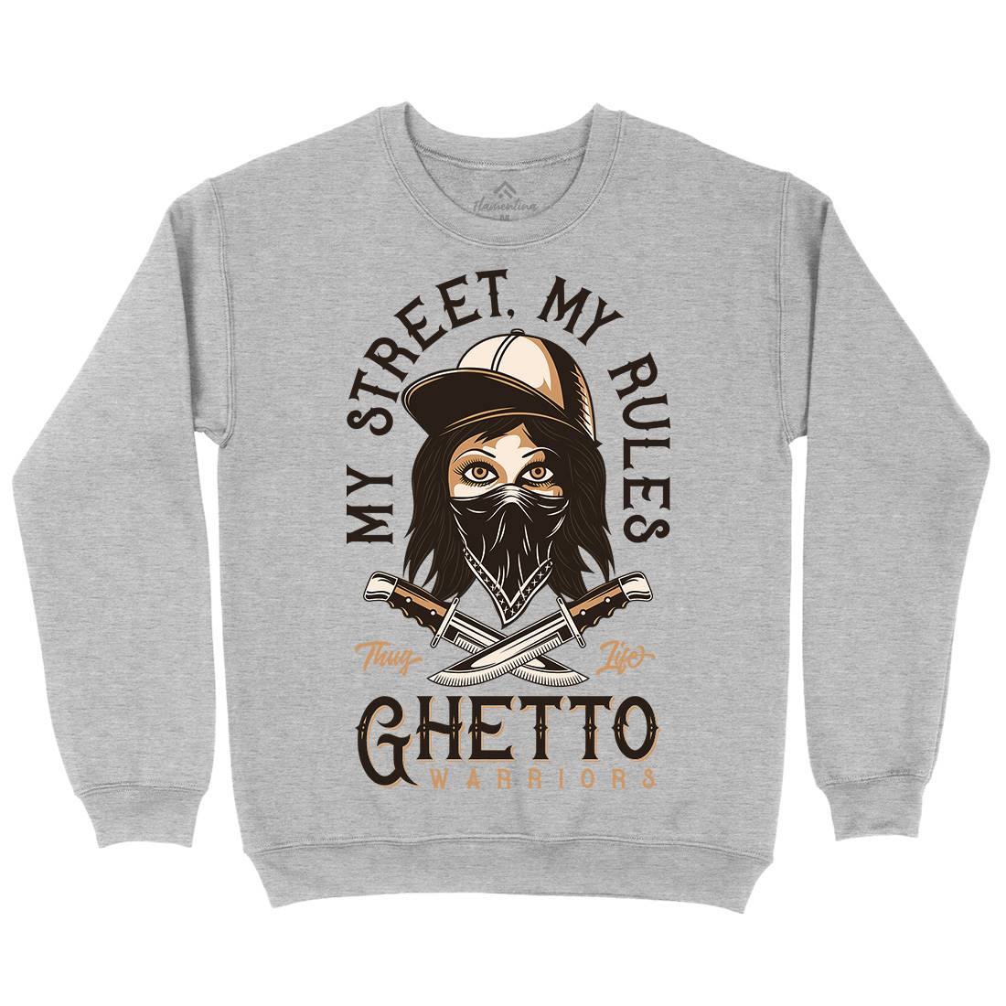Ghetto Warriors Mens Crew Neck Sweatshirt Retro D938