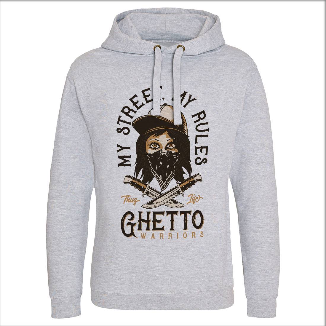 Ghetto Warriors Mens Hoodie Without Pocket Retro D938
