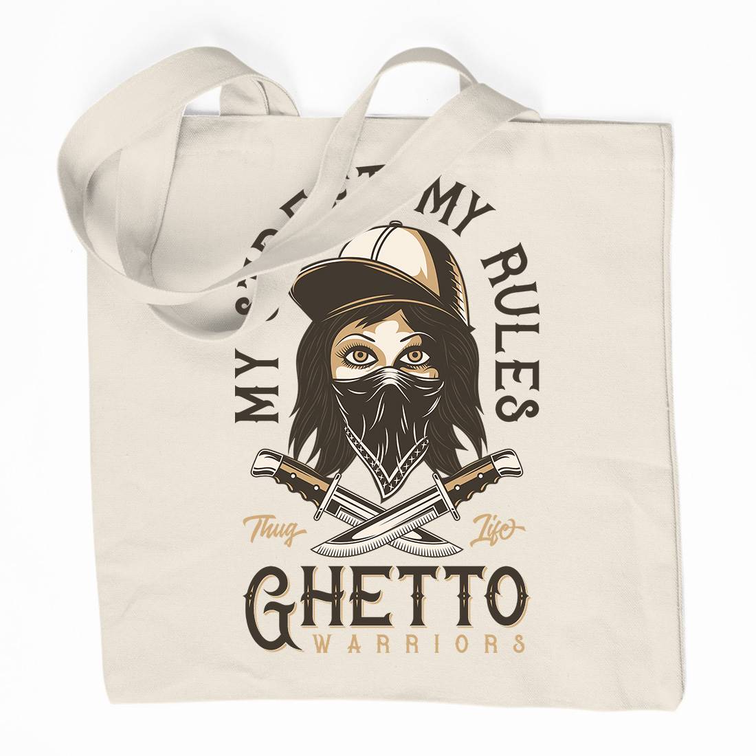 Ghetto Warriors Organic Premium Cotton Tote Bag Retro D938