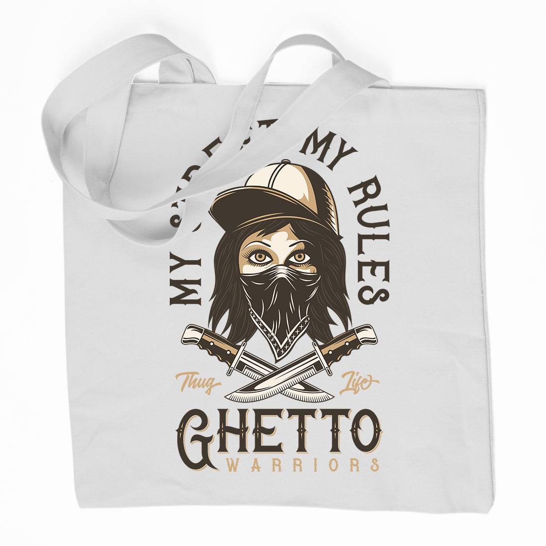 Ghetto Warriors Organic Premium Cotton Tote Bag Retro D938