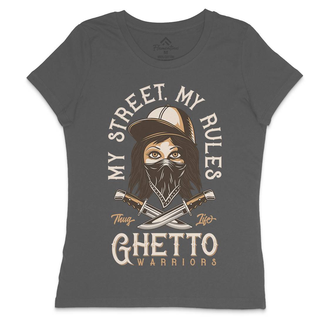 Ghetto Warriors Womens Crew Neck T-Shirt Retro D938