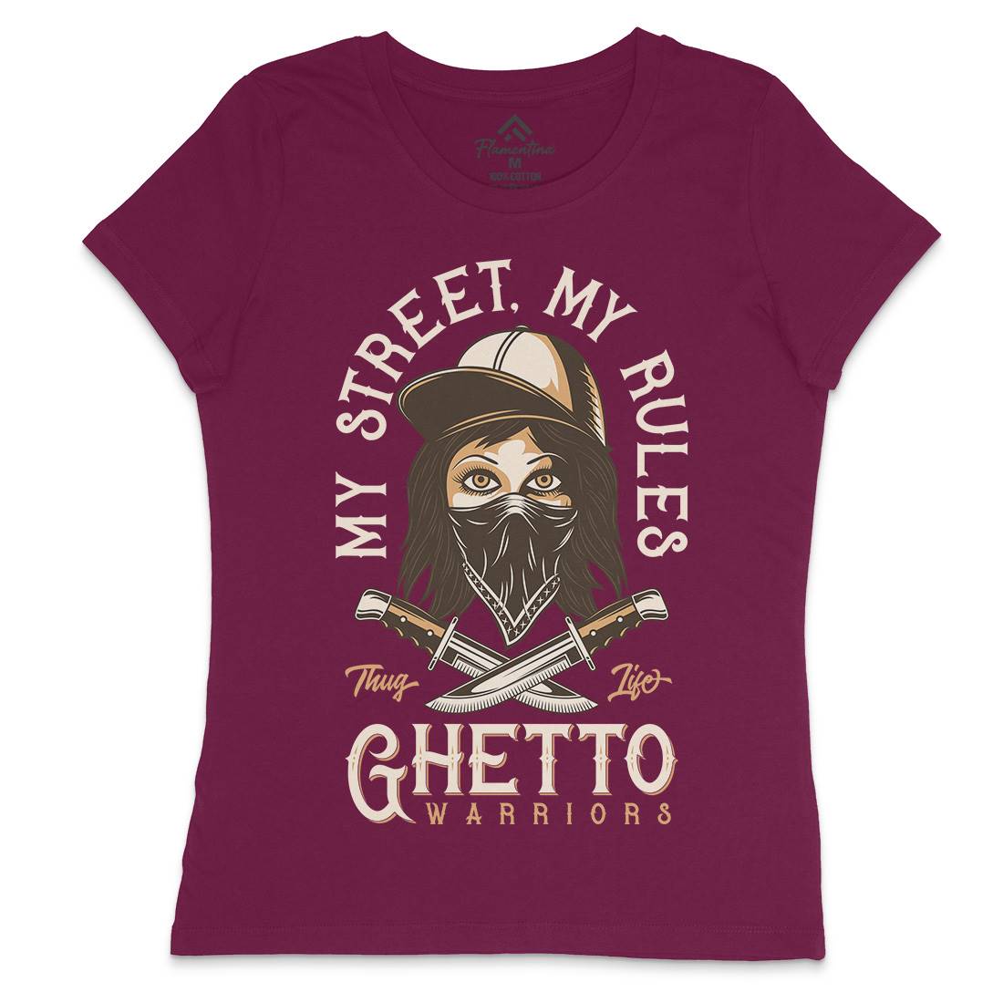 Ghetto Warriors Womens Crew Neck T-Shirt Retro D938