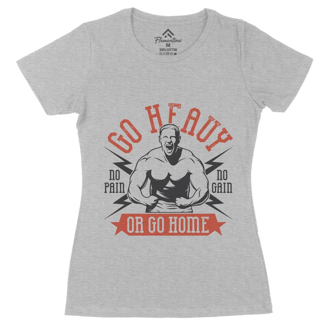 Go Heavy Womens Organic Crew Neck T-Shirt Gym D939