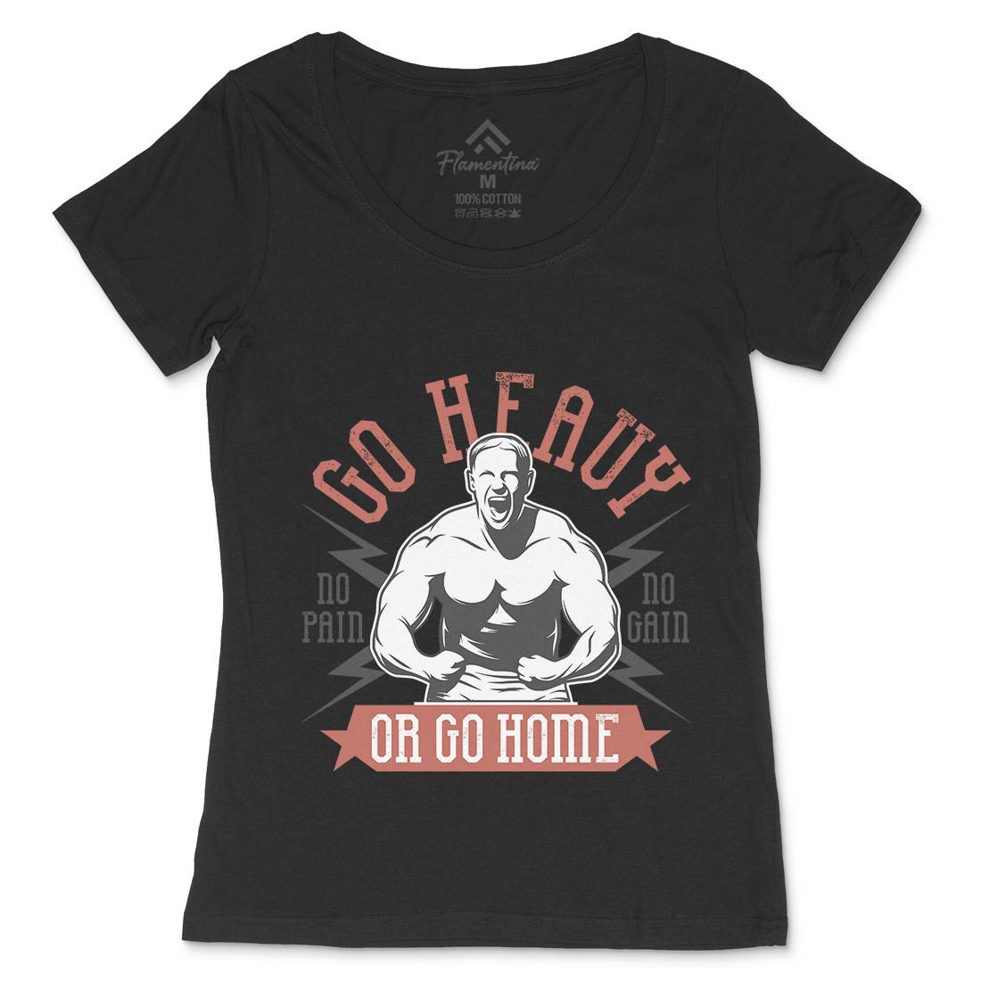 Go Heavy Womens Scoop Neck T-Shirt Gym D939