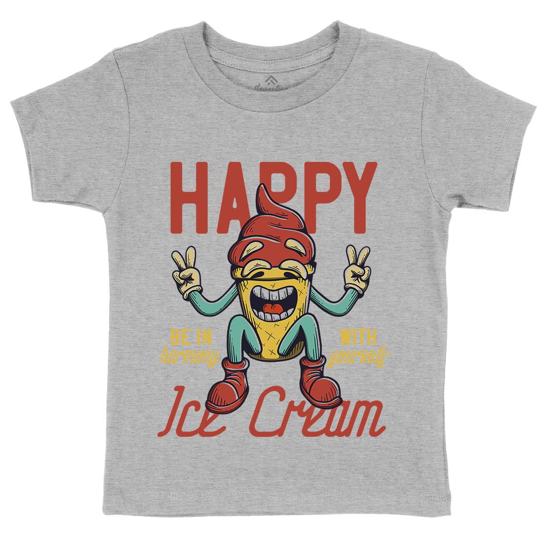 Happy Ice Cream Kids Crew Neck T-Shirt Food D940