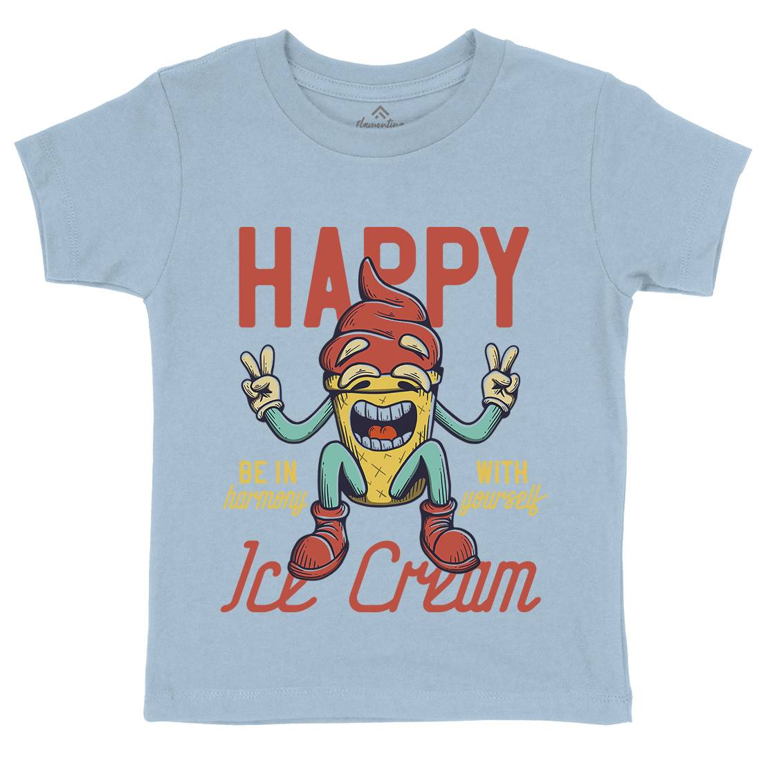 Happy Ice Cream Kids Crew Neck T-Shirt Food D940