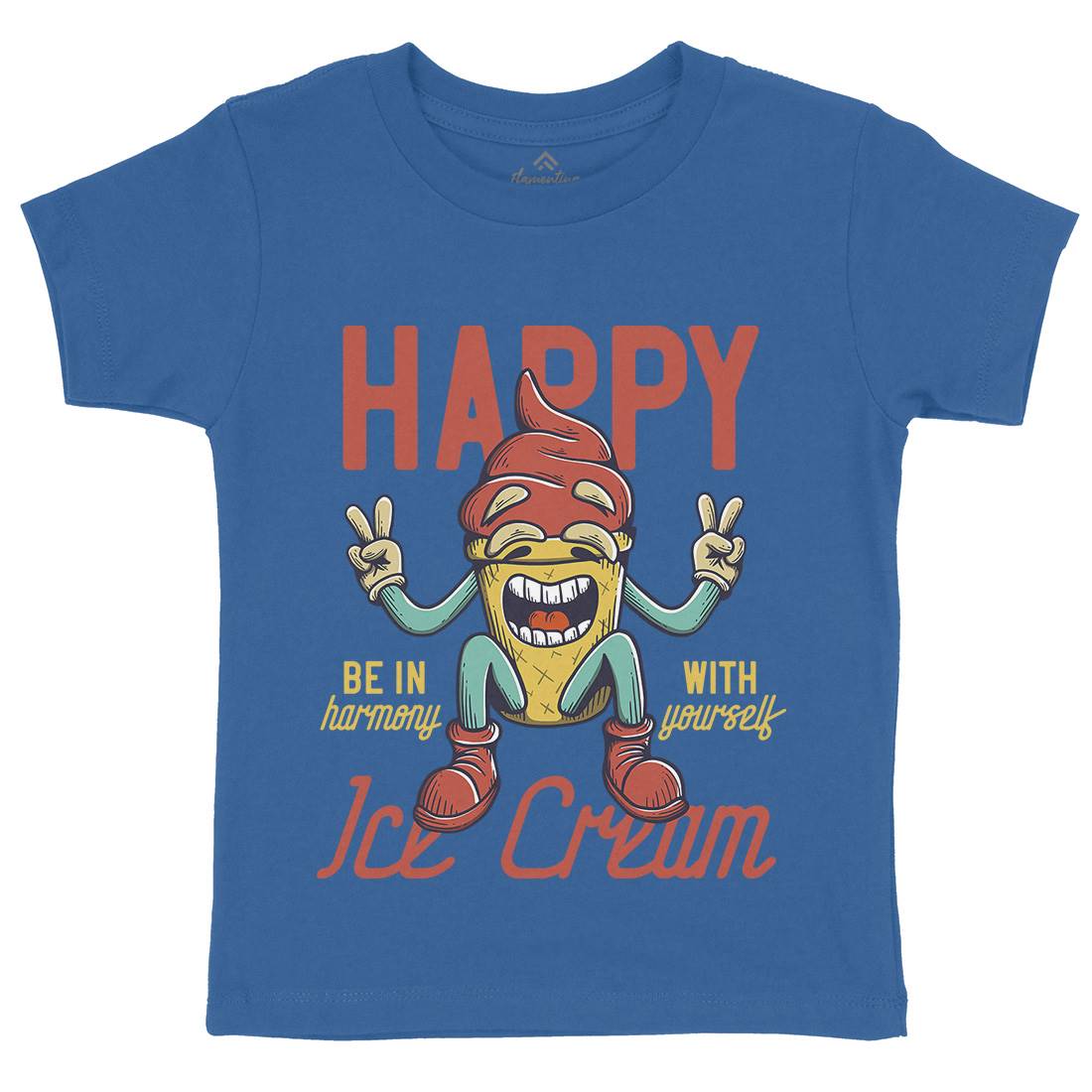 Happy Ice Cream Kids Organic Crew Neck T-Shirt Food D940