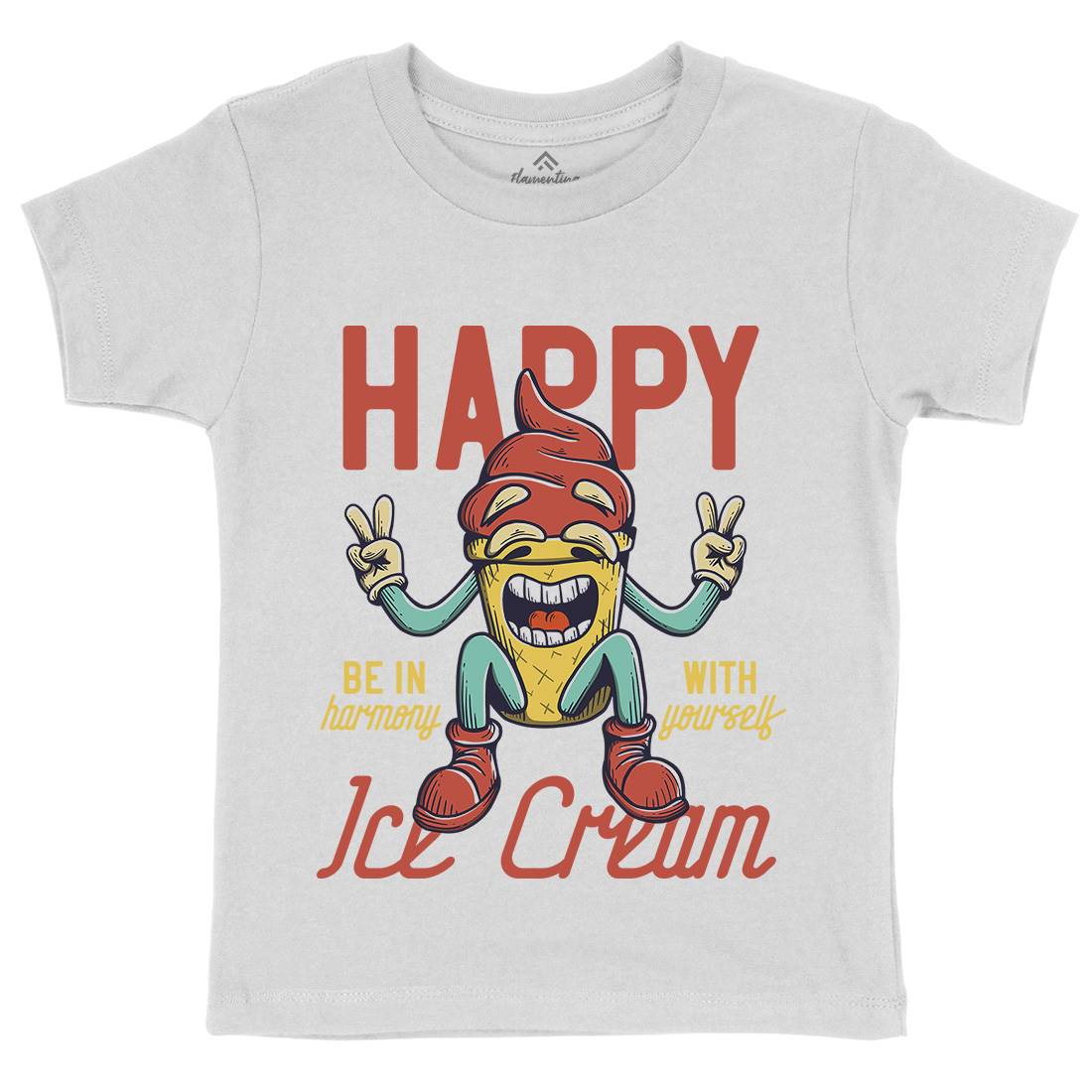 Happy Ice Cream Kids Organic Crew Neck T-Shirt Food D940