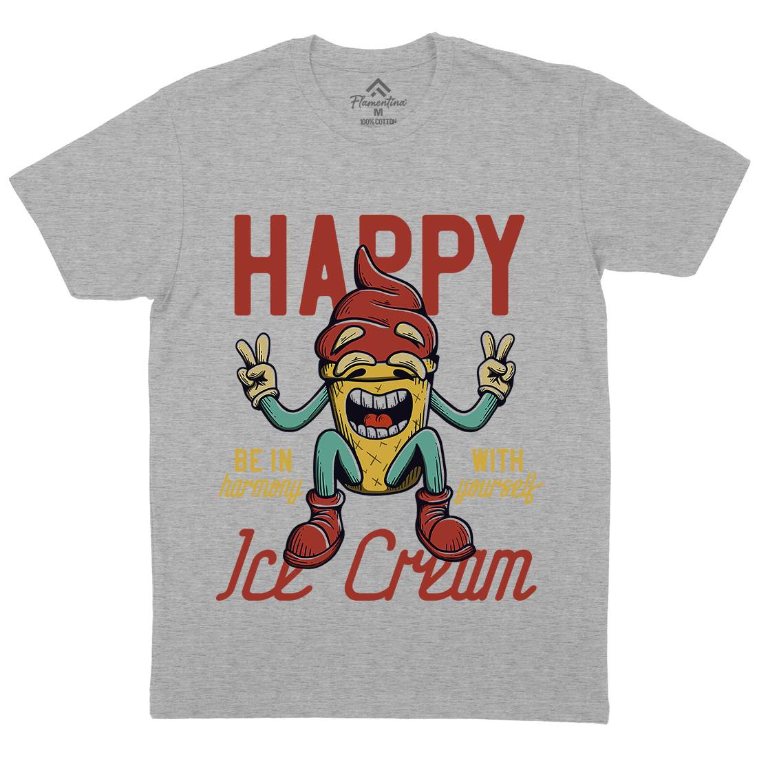 Happy Ice Cream Mens Crew Neck T-Shirt Food D940