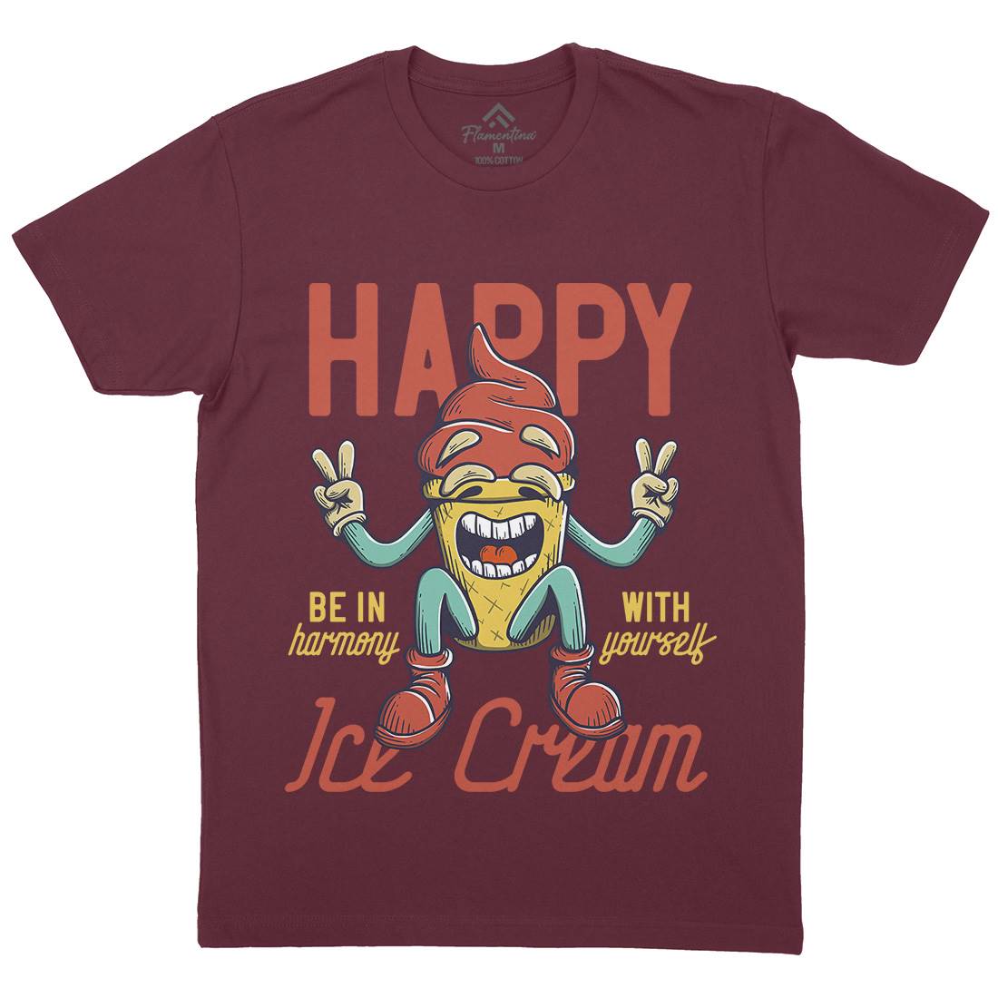 Happy Ice Cream Mens Crew Neck T-Shirt Food D940