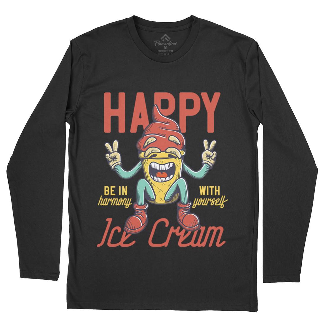 Happy Ice Cream Mens Long Sleeve T-Shirt Food D940