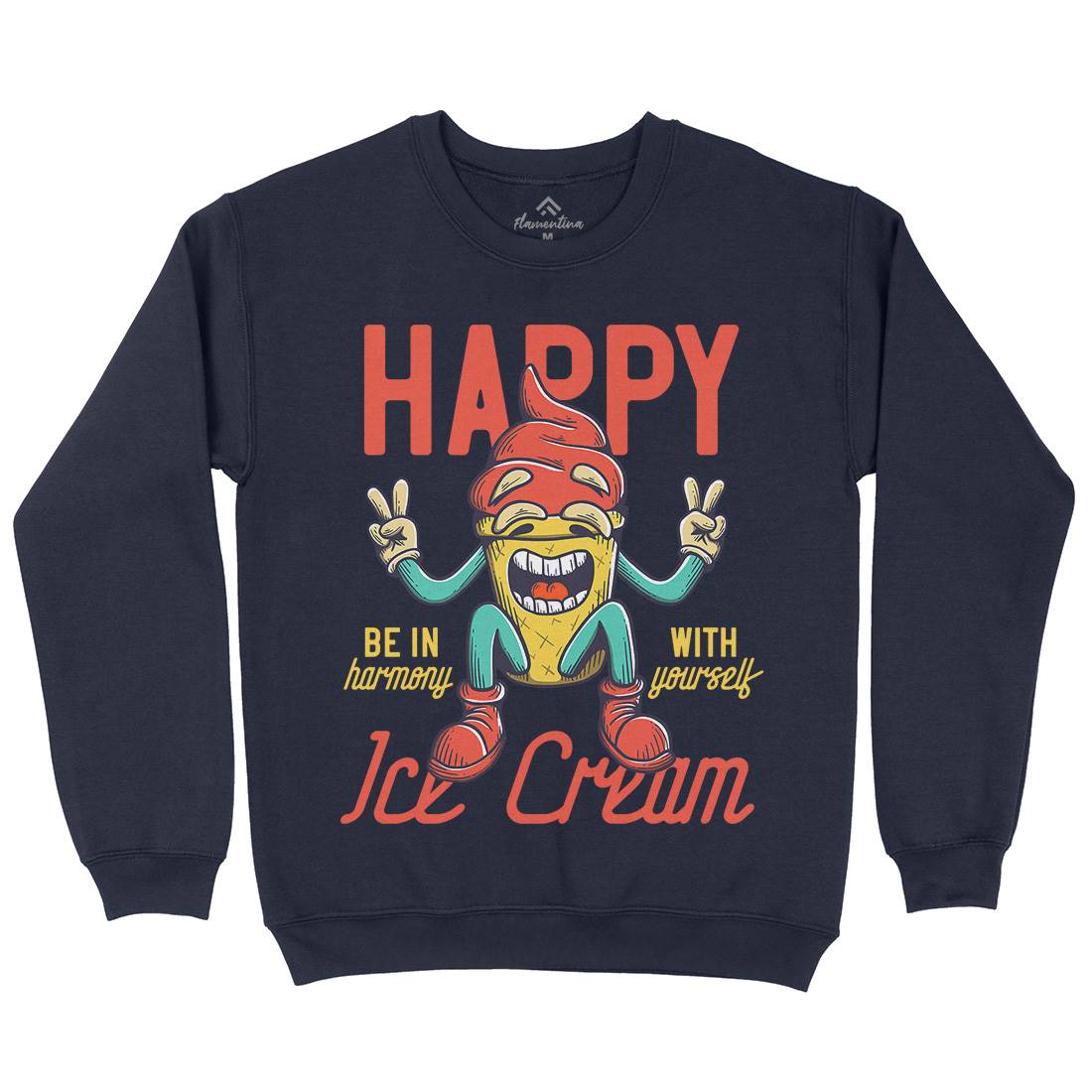 Happy Ice Cream Mens Crew Neck Sweatshirt Food D940
