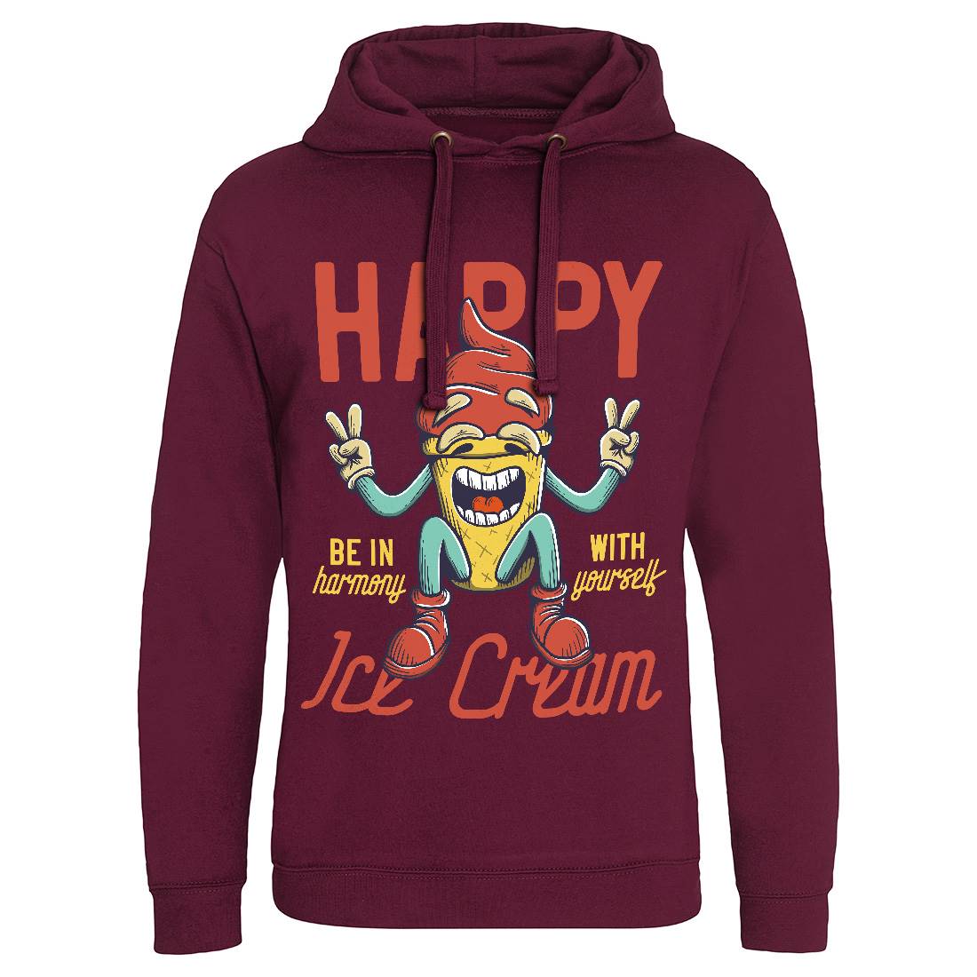 Happy Ice Cream Mens Hoodie Without Pocket Food D940