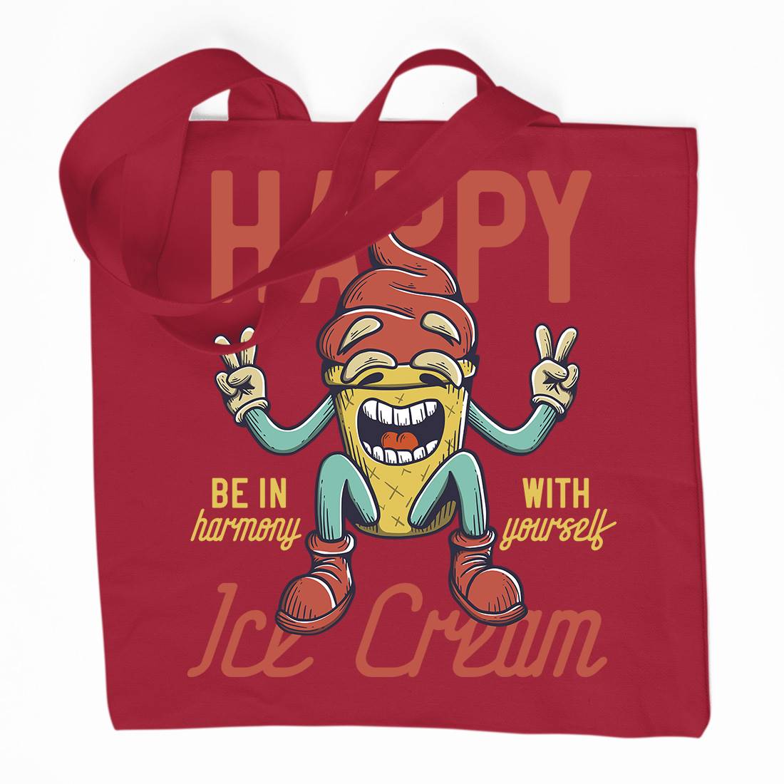 Happy Ice Cream Organic Premium Cotton Tote Bag Food D940