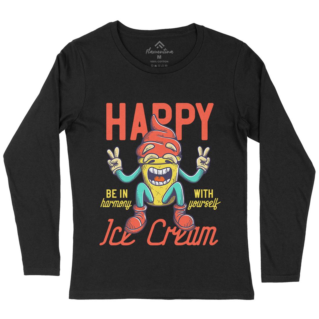 Happy Ice Cream Womens Long Sleeve T-Shirt Food D940