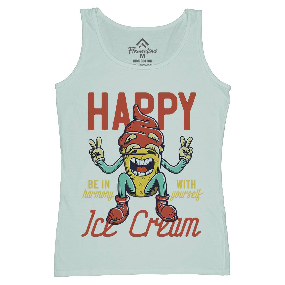 Happy Ice Cream Womens Organic Tank Top Vest Food D940