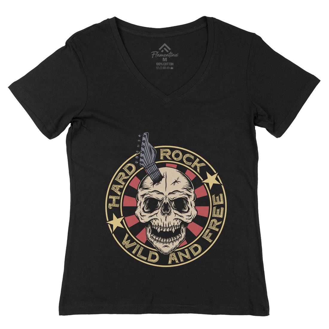 Hard Rock Womens Organic V-Neck T-Shirt Music D941