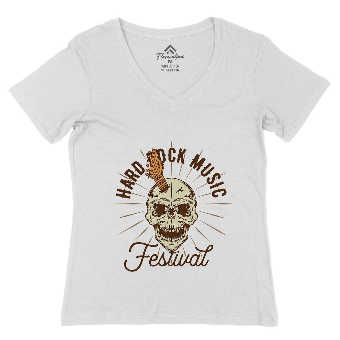 Hard Rock Womens Organic V-Neck T-Shirt Music D942