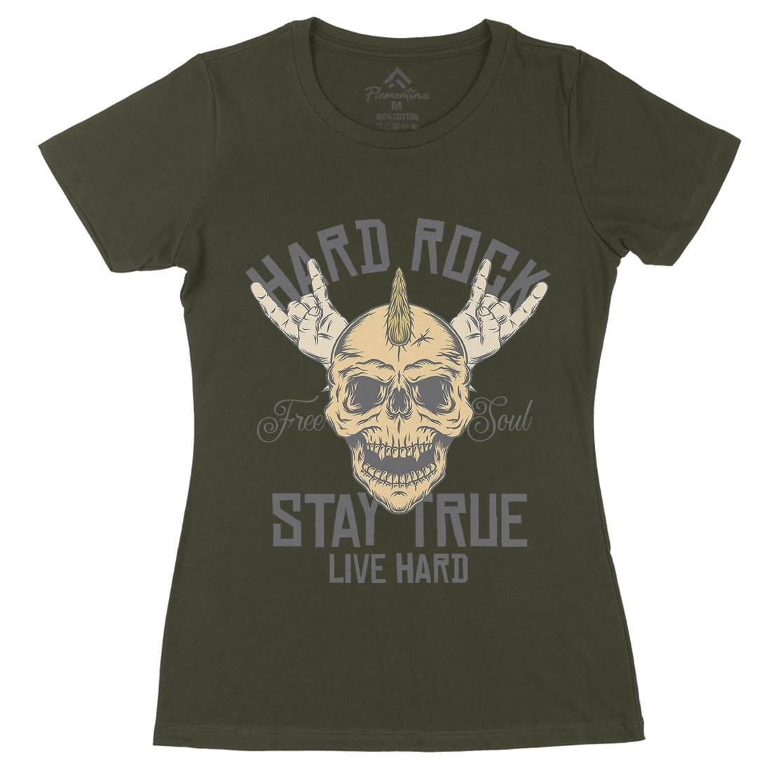 Hard Rock Stay True Womens Organic Crew Neck T-Shirt Music D943