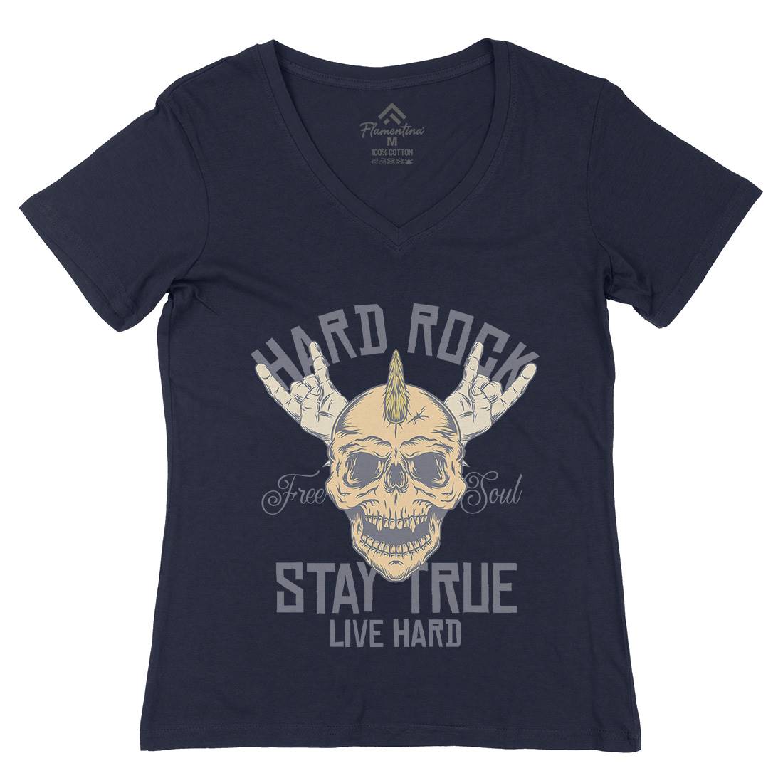 Hard Rock Stay True Womens Organic V-Neck T-Shirt Music D943