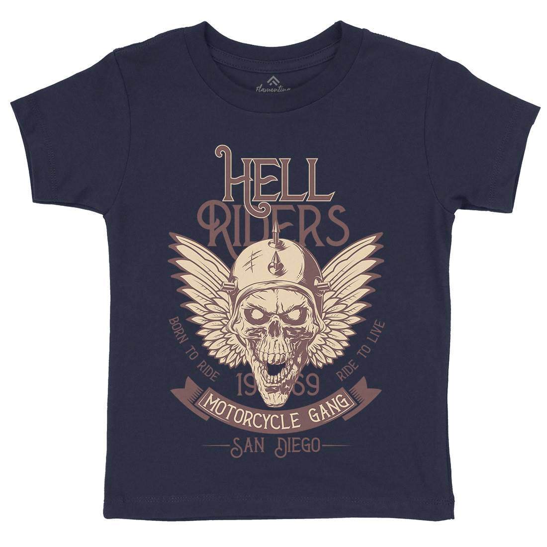 Hell Rider Kids Organic Crew Neck T-Shirt Motorcycles D944