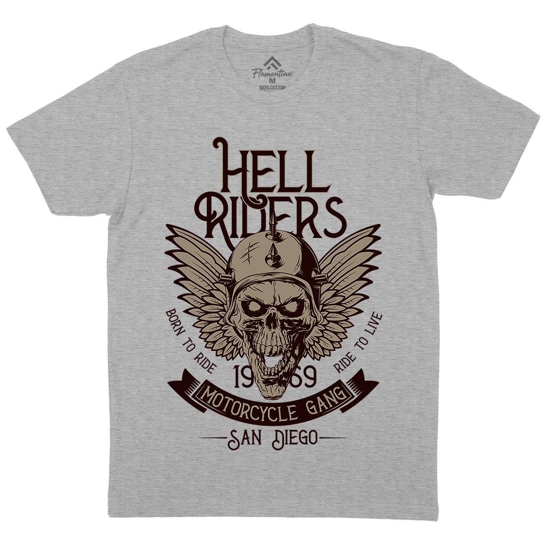 Hell Rider Mens Crew Neck T-Shirt Motorcycles D944