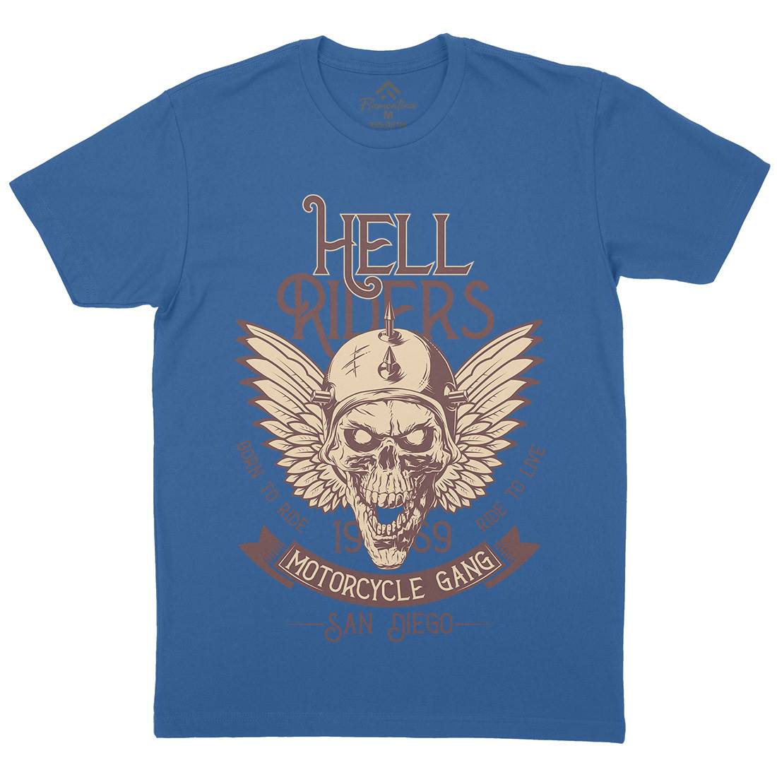 Hell Rider Mens Organic Crew Neck T-Shirt Motorcycles D944