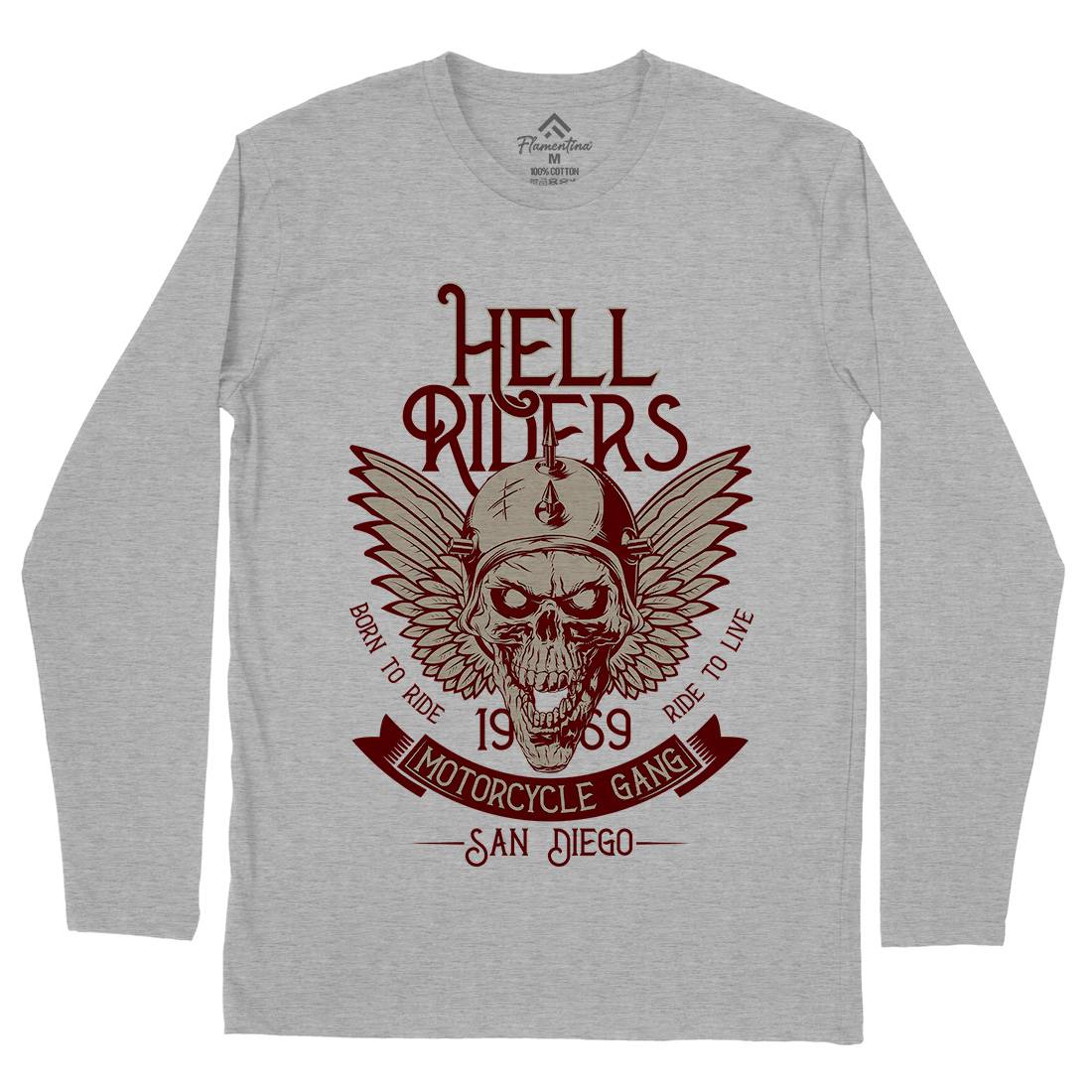 Hell Rider Mens Long Sleeve T-Shirt Motorcycles D944