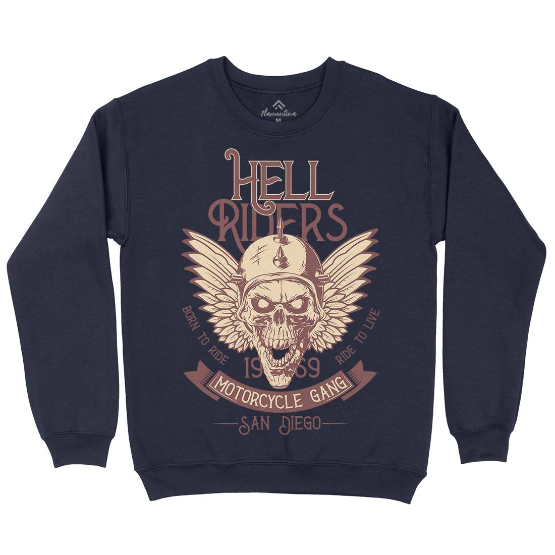 Hell Rider Mens Crew Neck Sweatshirt Motorcycles D944