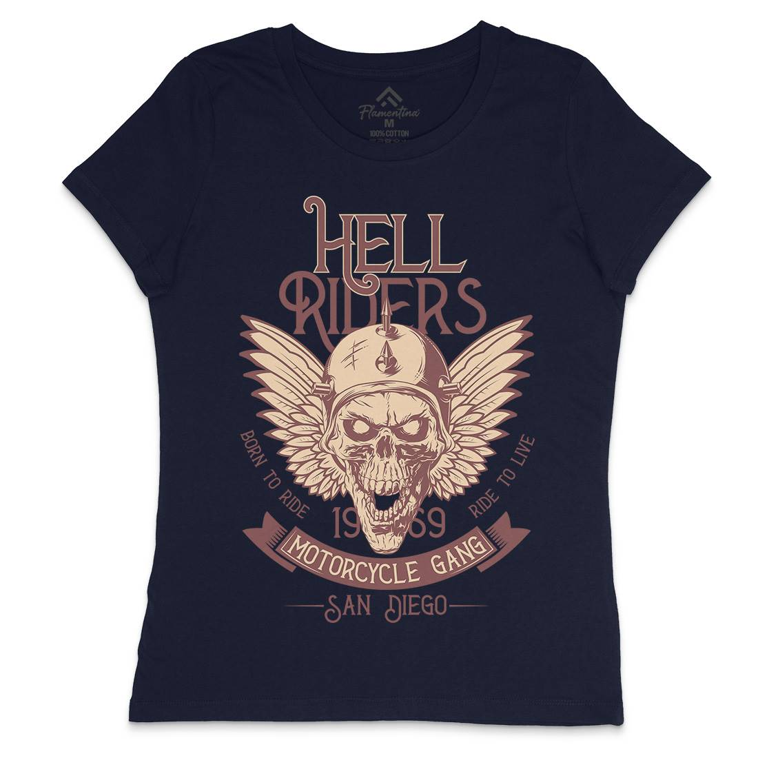 Hell Rider Womens Crew Neck T-Shirt Motorcycles D944