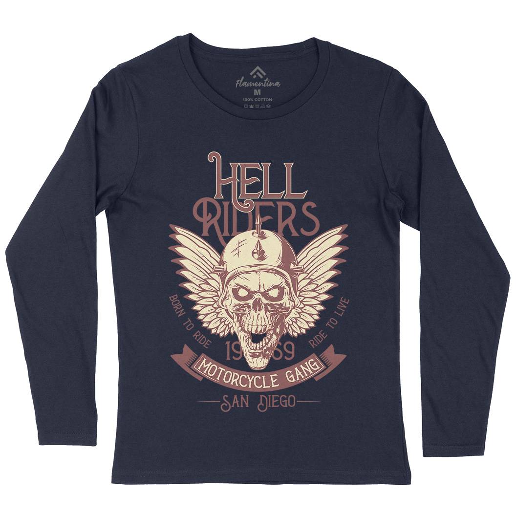Hell Rider Womens Long Sleeve T-Shirt Motorcycles D944