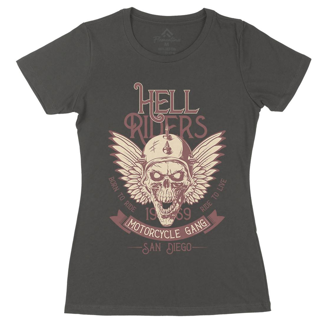 Hell Rider Womens Organic Crew Neck T-Shirt Motorcycles D944